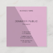 Stilvolle Minimalistische elegante Lila Vorlage Mo Quadratische Visitenkarte (Rückseite)