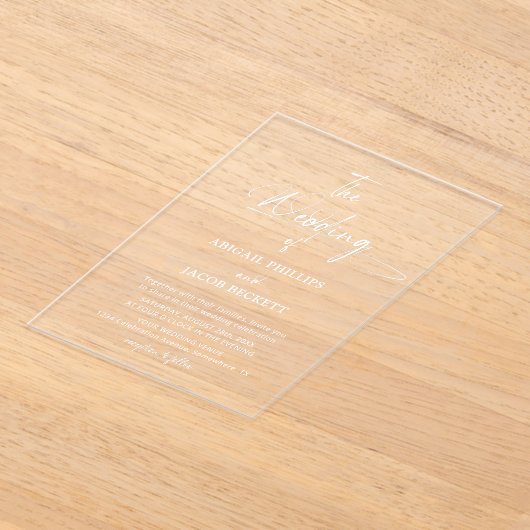 Stilvolle Minimalistische Hochzeit Acryleinladungen (Ablage )