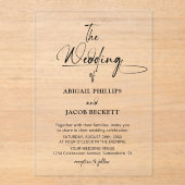 Stilvolle Minimalistische Hochzeit Acryleinladungen (Vorderseite)