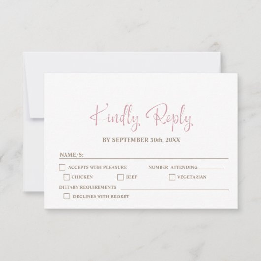 Stilvolle Minimalistische Hochzeit RSVP Karte (Vorderseite)