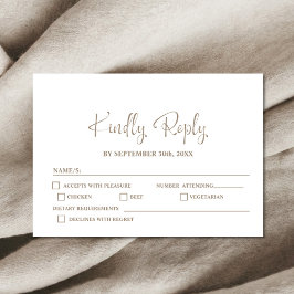Stilvolle Minimalistische Hochzeit RSVP Karte