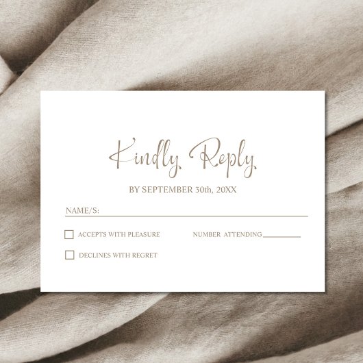 Stilvolle Minimalistische Hochzeit RSVP Karte