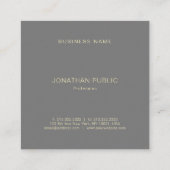 Stilvolle minimalistische, moderne Berufliche Vorl Quadratische Visitenkarte (Rückseite)