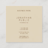 Stilvolle minimalistische Moderne Elegante Beige V Quadratische Visitenkarte (Rückseite)