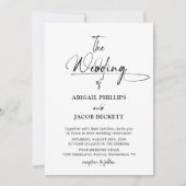 Stilvolle Minimalistische Schwarz-weiße Hochzeit Einladung (Vorderseite)