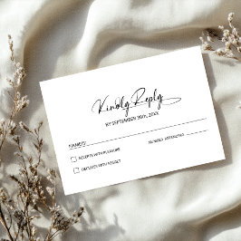 Stilvolle Minimalistische Schwarz-weiße Hochzeit RSVP Karte
