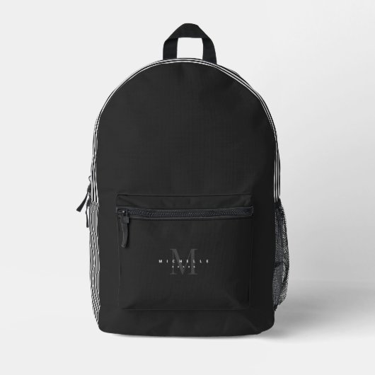 Stilvolle Minimalistische Schwarz-weiße Streifen M Bedruckter Rucksack (Vorderseite)
