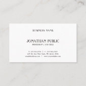 Stilvolle minimalistische Schwarz-weiße Vorlage B& Visitenkarte (Rückseite)