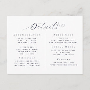 Stilvolle Minimalistische Script-Hochzeitsdetails Begleitkarte