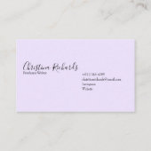 Stilvolle Minimalistische Violette Visitenkarte (Rückseite)