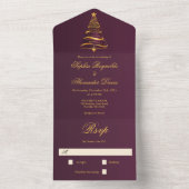 Stilvolle Minimalistische Weihnachtsbaumhochzeit All In One Einladung (Innen Boden)