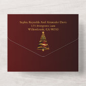 Stilvolle Minimalistische Weihnachtsbaumhochzeit All In One Einladung (Rückseite)