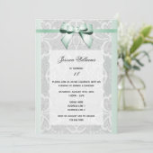 Stilvolle Mint Bow & Lace zum Geburtstag Einladung (Stehend Vorderseite)