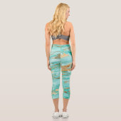 Stilvolle Mint Gold Abstrakt Marble Liquid Paint Capri Leggings (Rückseite)