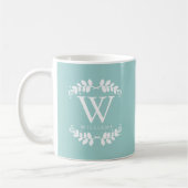 Stilvolle Mint Green Monogram Kaffeetasse (Links)