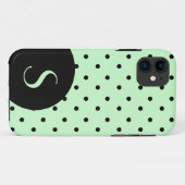 Stilvolle Minze Green & Black Polka Dot und Monogr Case-Mate iPhone Hülle (Rückseite (Horizontal))