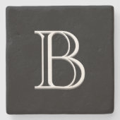 Stilvolle Mit Monogramm Anfangsbuchstaben Schwarz Steinuntersetzer (Vorderseite)