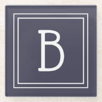 Stilvolle Mit Monogramm Dunkelblau & Weiß Initial