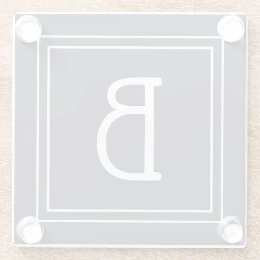 Stilvolle Mit Monogramm Dunkelblau & Weiß Initial Glasuntersetzer (Rückseite)