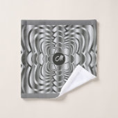 Stilvolle Mit Monogramm Farbtöne von grauem geomet Badhandtuch Set (Waschlappen)