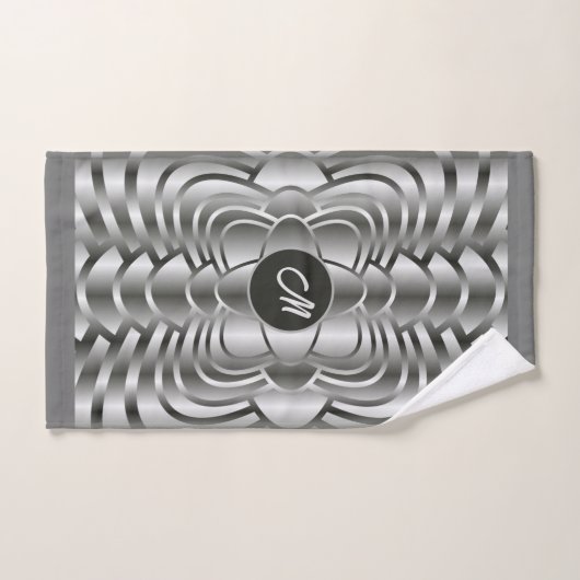 Stilvolle Mit Monogramm Farbtöne von grauem geomet Badhandtuch Set (Handtuch)