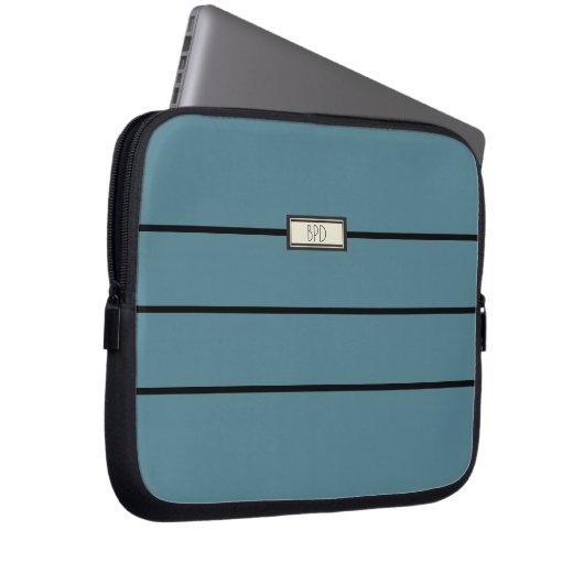 Stilvolle Mit Monogramm Initialen Modernes Türkis Laptopschutzhülle (Vorne Rechts)