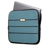 Stilvolle Mit Monogramm Initialen Modernes Türkis Laptopschutzhülle (Vorderseite Links)