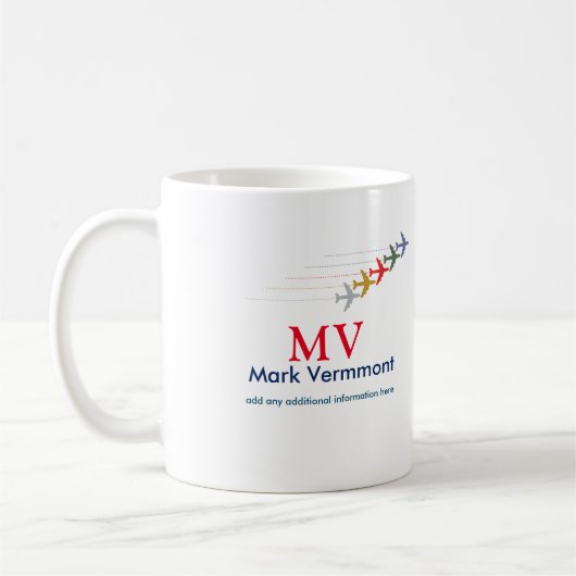 stilvolle mit Monogramm Kaffee-Tasse für Piloten Kaffeetasse (Links)