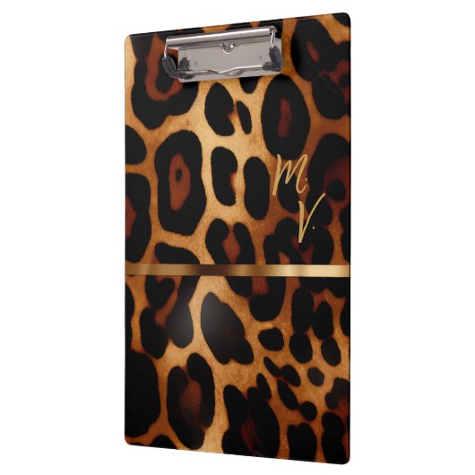 Stilvolle Mit Monogramm Leopard Print Business Klemmbrett (Links)