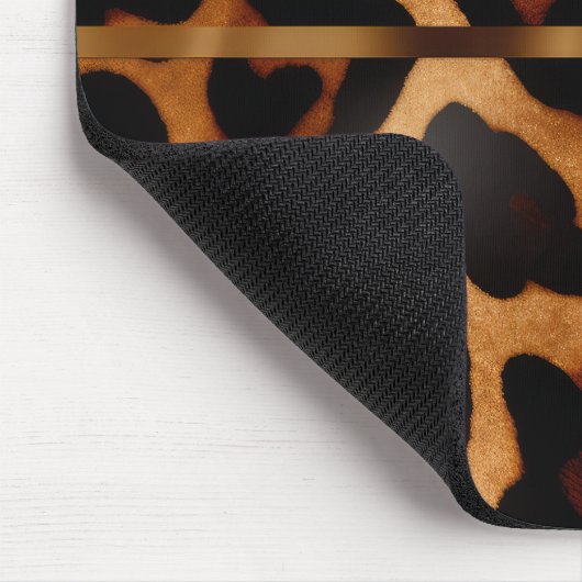 Stilvolle Mit Monogramm Leopard Print Business Mousepad (Ecke)