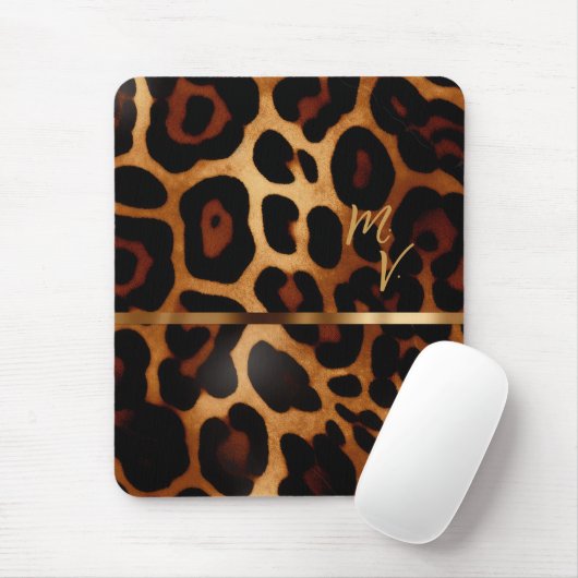 Stilvolle Mit Monogramm Leopard Print Business Mousepad (Mit Mouse)