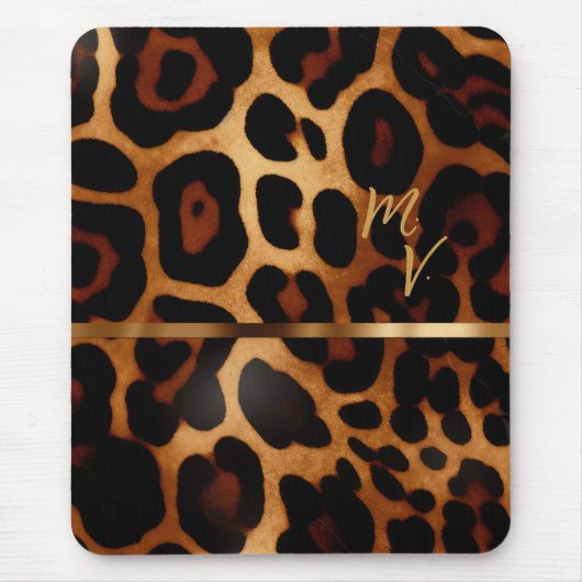 Stilvolle Mit Monogramm Leopard Print Business Mousepad (Vorne)