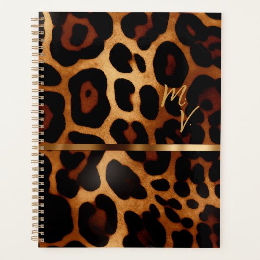 Stilvolle Mit Monogramm Leopard Print Business Planer (Vorderseite)