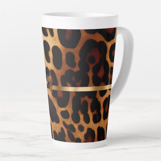 Stilvolle Mit Monogramm Leopard Print Milchtasse (Rechte Ecke)