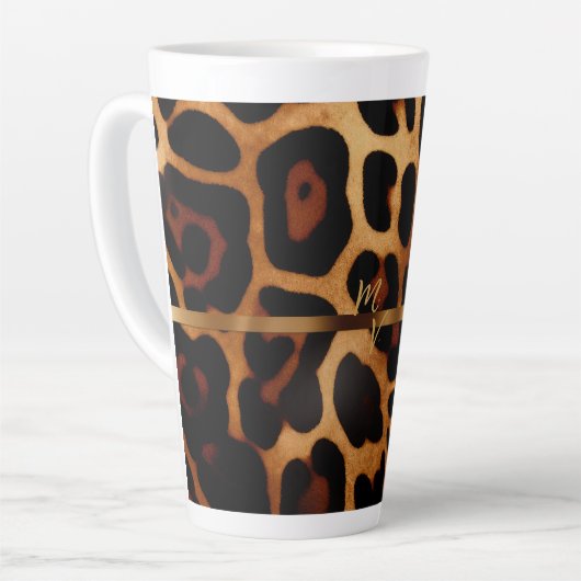 Stilvolle Mit Monogramm Leopard Print Milchtasse (Linke Ecke)