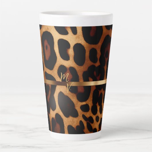 Stilvolle Mit Monogramm Leopard Print Milchtasse (Vorderseite)