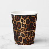 Stilvolle Mit Monogramm Leopard Print Pappbecher (Vorderseite)