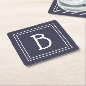 Stilvolle Mit Monogramm Midnight Blue & White Init Rechteckiger Pappuntersetzer (angewinkelt)