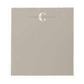Stilvolle Mit Monogramm Name Chic Rustic Taupe Notizblock (Vorderseite)