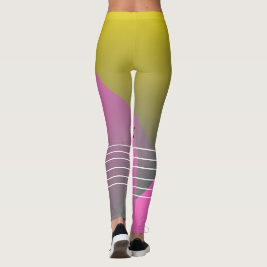 Stilvolle Mit Monogramm-rosa-gelbe Gradiententrain Leggings (Rückseite)