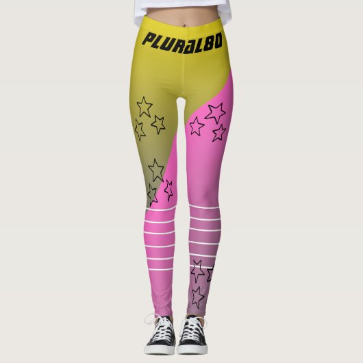 Stilvolle Mit Monogramm-rosa-gelbe Gradiententrain Leggings (Vorderseite)