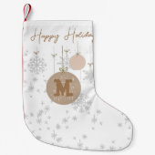 Stilvolle mit Monogramm Schneeflocken in Braun und Kleiner Weihnachtsstrumpf (Vorderseite)