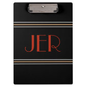 Stilvolle Mit Monogramm Schwarz-Rot-Designer-Initi Klemmbrett (Vorderseite)