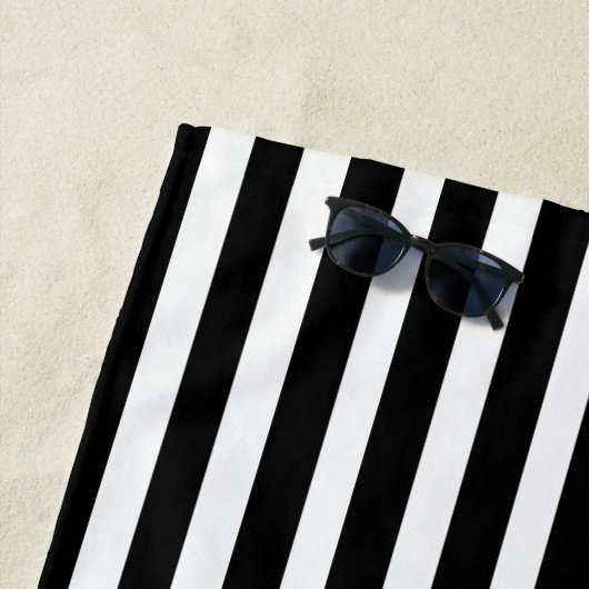 Stilvolle mit Monogramm schwarz-weiße Streifen Strandtuch (Beispiel)
