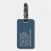 Stilvolle Mit Monogramm Silber-Gepäckmarke | San J Gepäckanhänger (Rückseite vertikal)