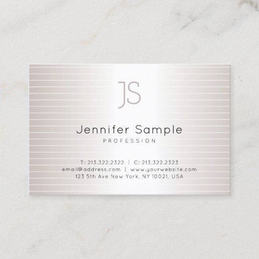 Stilvolle Mit Monogramm Silver Template Chic Visitenkarte (Vorderseite)