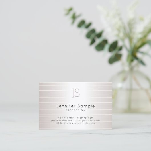 Stilvolle Mit Monogramm Silver Template Chic Visitenkarte (Stehend Vorderseite)