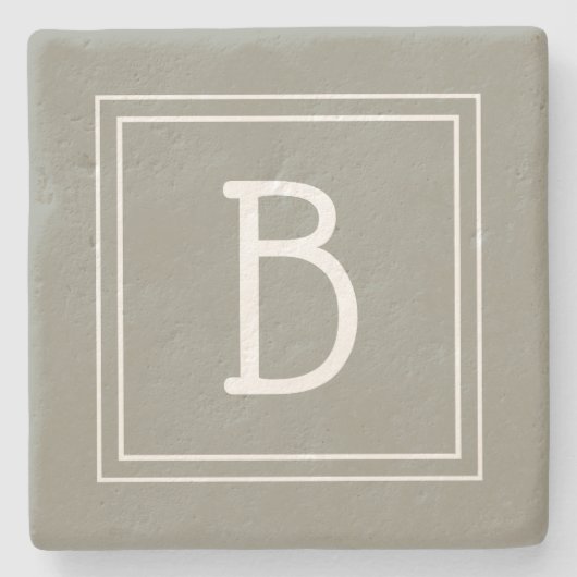 Stilvolle Mit Monogramm Soft Evergreen & White Ini Steinuntersetzer (Vorderseite)