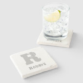 Stilvolle Mit Monogramm Vorlage Eleganter Letter-M Steinuntersetzer (Seitenansicht)