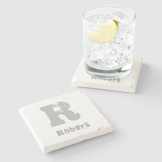 Stilvolle Mit Monogramm Vorlage Eleganter Letter-M Steinuntersetzer (Seitenansicht)